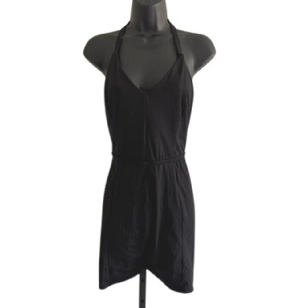 LiCi Fit‎ Workout Romper Sz L Black Scrunch Butt Halter Gym